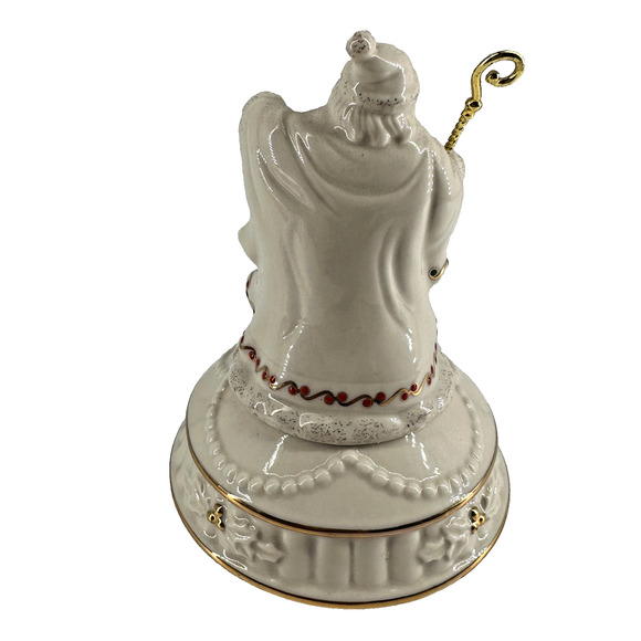 LENOX CRYSTAL NOTES CHRISTMAS SANTA MUSIC BOX PORCELAIN - Picture 2 of 6